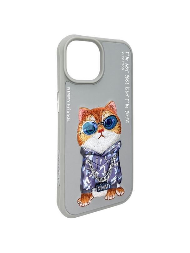 NIMMY futerał GLASSES COOL CAT do IPHONE 15 szary
