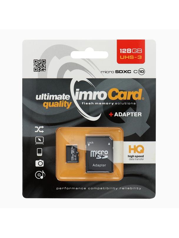 IMRO karta pamięci microSD 128GB 100MB/s class 10 UHS 3 4K z adapterem SD