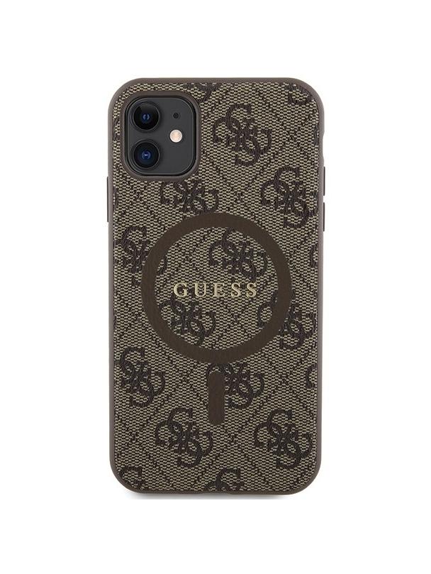 GUESS futerał do IPHONE 11 kompatybliny z MagSafe GUHMN61G4GFRW (4G Ring classic logo) brązowy