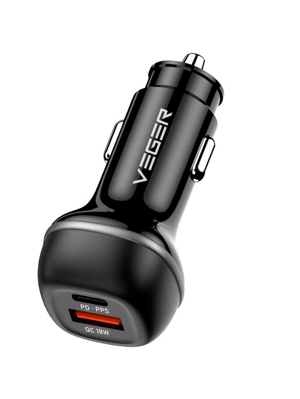 Ładowarka samochodowa VEGER USB A + USB C QC PD 51W CC62-1A1C czarna