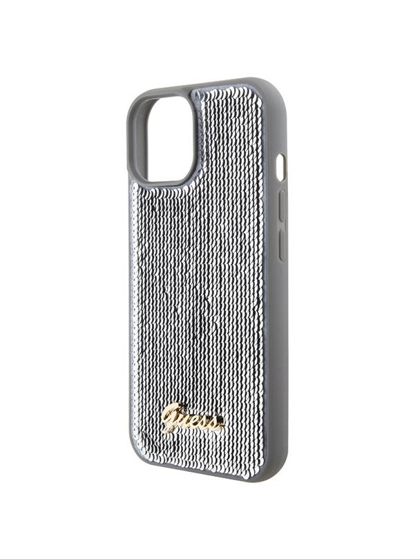 GUESS futerał do IPHONE 13 / 14 / 15 GUHCP15SPSFDGSS (Sequin Script Metal) srebrny