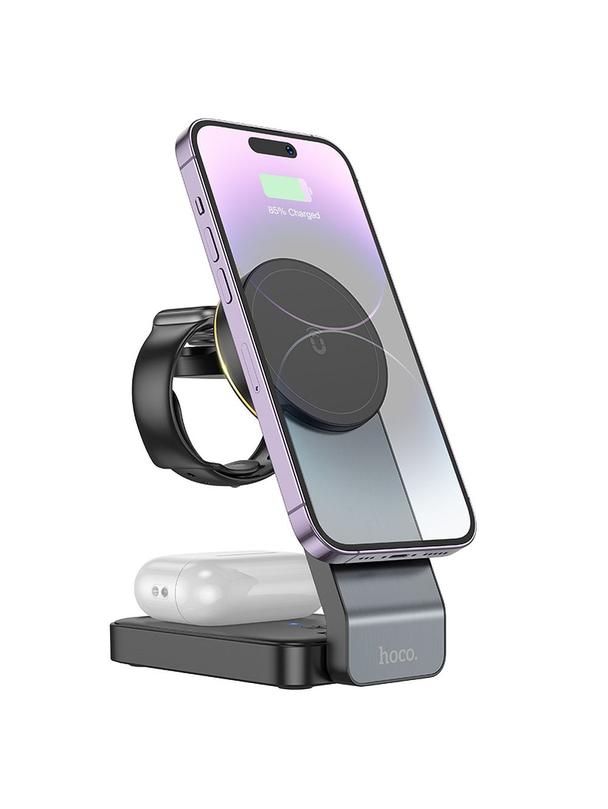 Ładowarka indukcyjna Hoco 3w1 15W zgodna z MagSafe CQ3 czana