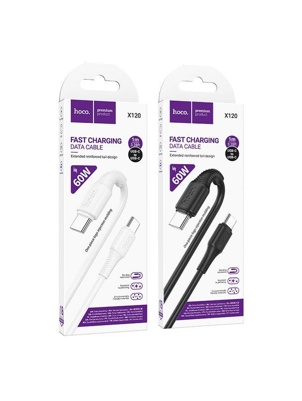 Kabel USB C do USB C Hoco 3A 60W 1 m X120 biały