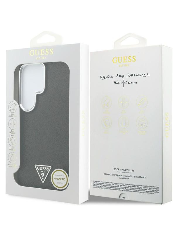 GUESS futerał do SAMSUNG S26 Ultra GUHMS26LPFGTSCMK (Fixed Glitter Triangle MagSafe) czarny