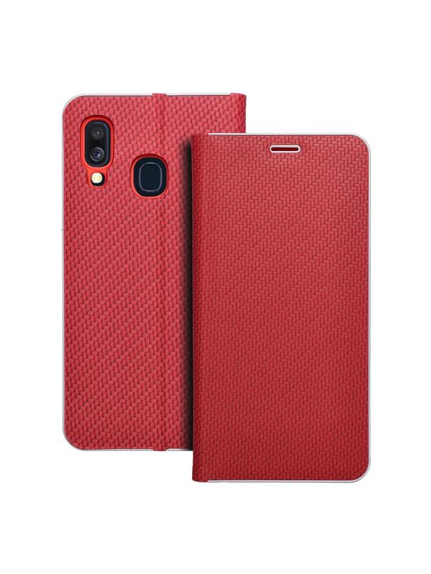Kabura LUNA Book Carbon do SAMSUNG A40 czerwony