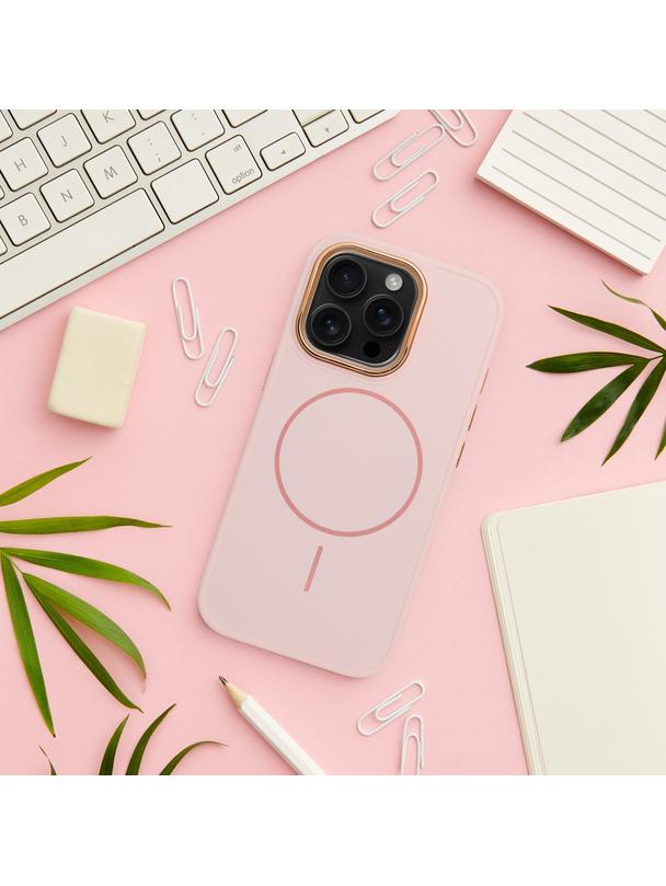 Futerał FRAME MAG COVER kompatybilny z MagSafe do IPHONE 14 pudrowy róż