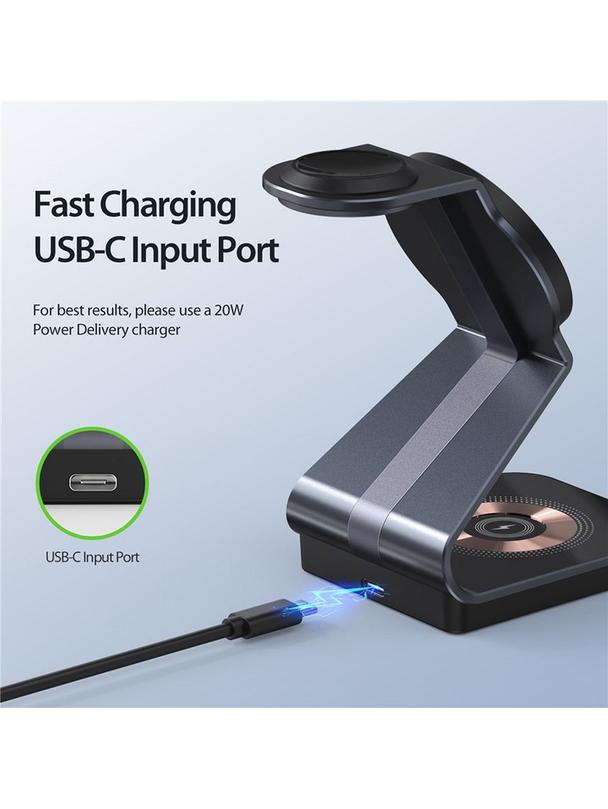 DUZZONA W15 - ładowarka indukcyjna 3w1 kompatybilna z MagSafe 15W czarna