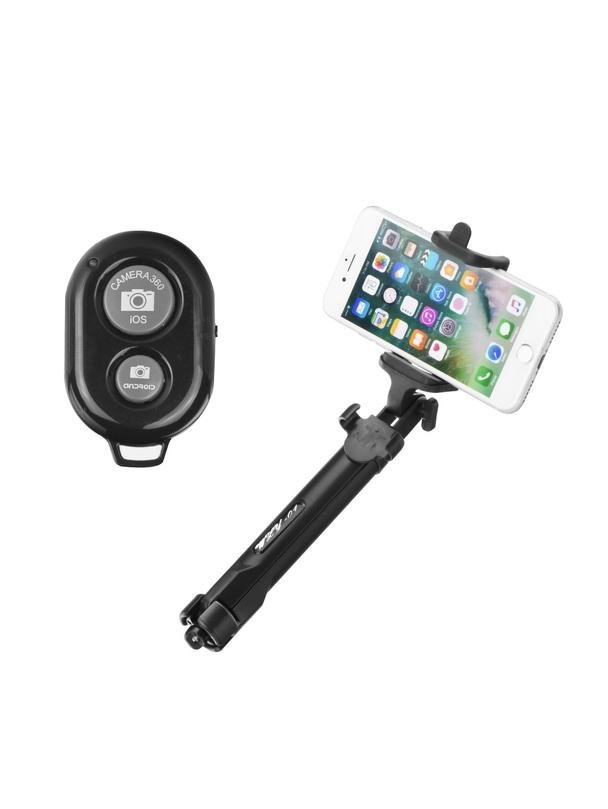 Uchwyt selfie z pilotem bezprzewodowym tripod czarny