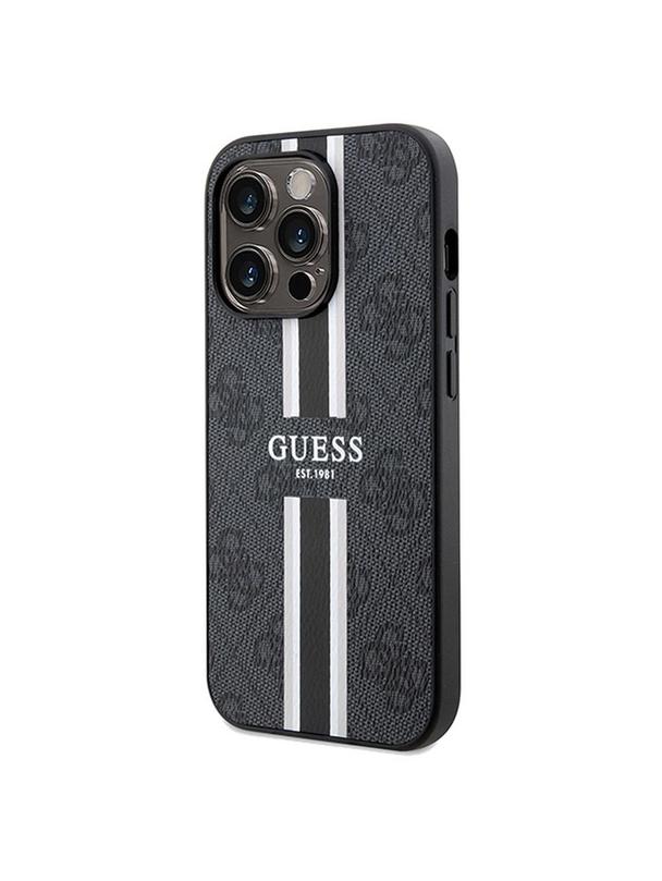 GUESS futerał do IPHONE 15 Pro kompatybilny z MagSafe GUHMP15LP4RPSK (4G Printed Stripes) czarny