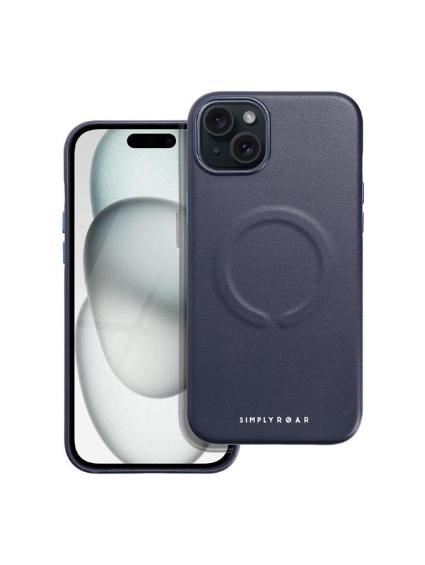 ROAR futerał LEATHER MAG kompatybilny z MagSafe do IPHONE 15 Plus Granatowy