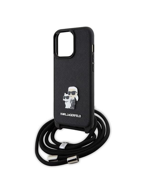 KARL LAGERFELD futerał do IPHONE 13 Pro KLHCP13LSAKCPSK (Saffiano KC Metal PIN Crossbody) czarny