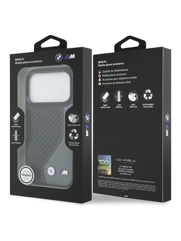 BMW futerał do IPHONE 17 Pro kompatybilny z MagSafe BMHMP17L25PCCSCAK (PU Carbon Logo) anthracite