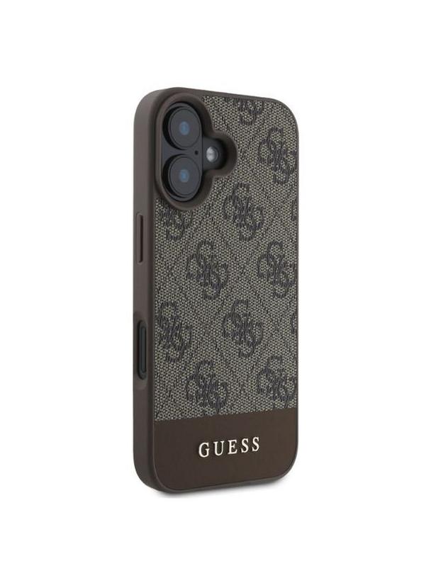GUESS futerał do IPHONE 16 GUHCP16SG4GLBR (PC/TPU 4G PU Bottom Stripe) brązowy