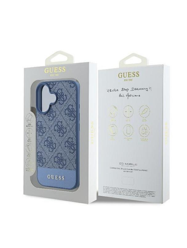 GUESS futerał do IPHONE 16 GUHCP16SG4GLBL (4G PU Bottom Stripe) niebieski
