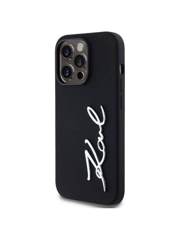 KARL LAGERFELD futerał do IPHONE 14 Pro KLHCP14LSCMSMVK (Silicone Sign Metal Logo) czarny