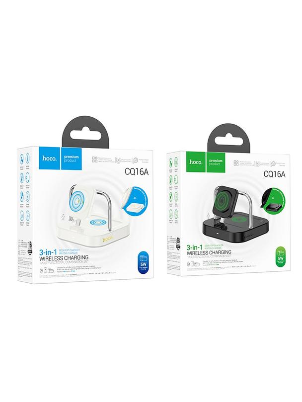 Ładowarka indukcyjna Hoco 3w1 3A 5W kompatybilna z Apple Watch CQ16A czarna