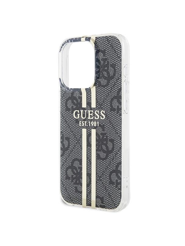 GUESS futerał do IPHONE 15 Pro Max GUHCP15XH4PSEGK (4G Gold  Stripe) czarny