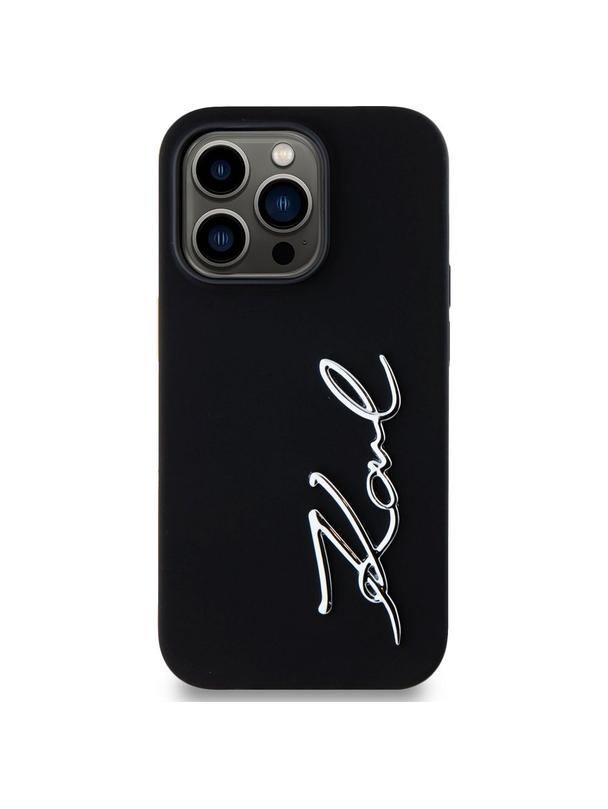 KARL LAGERFELD futerał do IPHONE 14 Pro KLHCP14LSCMSMVK (Silicone Sign Metal Logo) czarny