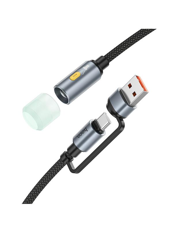 Kabel USB A / USB C do LED light Hoco 0,3 m UA38C czarny