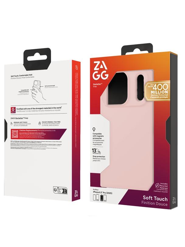 ZAGG futerał MANHATTAN SNAP kompatybilny z MagSafe do IPHONE 17 Pro pink blush