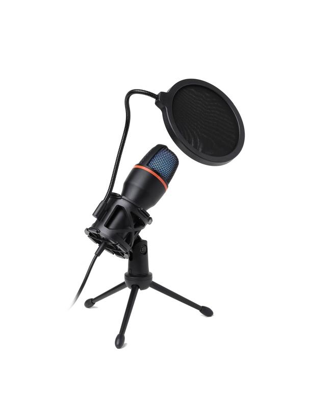 ART mikrofon pojemnościowy z membraną stojący podświetlany tripod AC-02 czarny