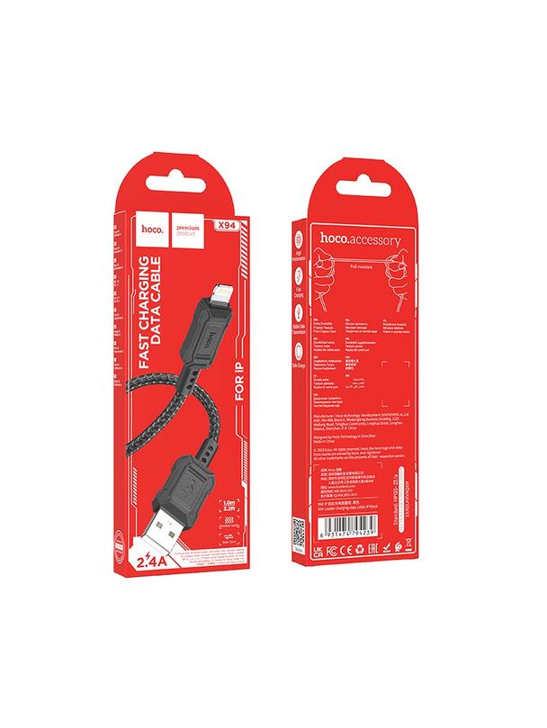 Kabel USB A do Lightning Hoco 2,4A 1 m X94 czarny