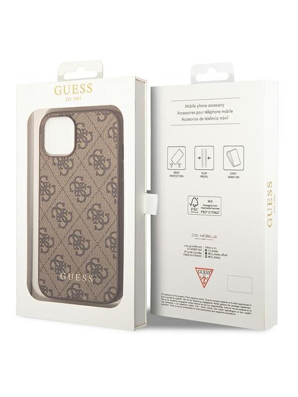 GUESS futerał do IPHONE 14 Plus GUHCP14MG4GFBR (4G Gold Logo) brązowy