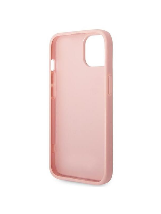 GUESS futerał do IPHONE 14 Plus GUHCP14MHGGSHP (Glitter Flakes Script Metal Logo) różowy