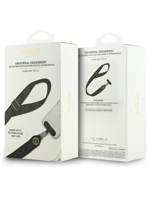 GUESS uniwesalny pasek GUUCNP4DGMK (4G PU Strap Tether Patch Strass Metal Logo) czarny