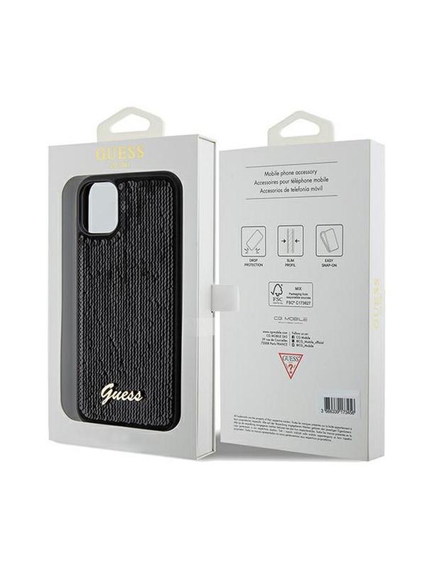 GUESS futerał do IPHONE 11 GUHCN61PSFDGSK (Sequin Script Metal) czarny