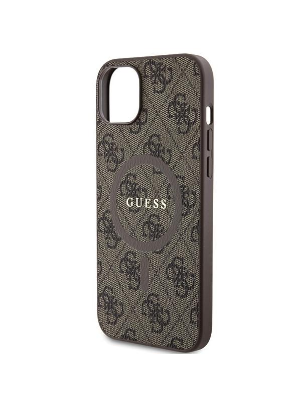 GUESS futerał do IPHONE 14 kompatybilny z MagSafe GUHMP14SG4GFRW (4G Ring classic logo) brązowy