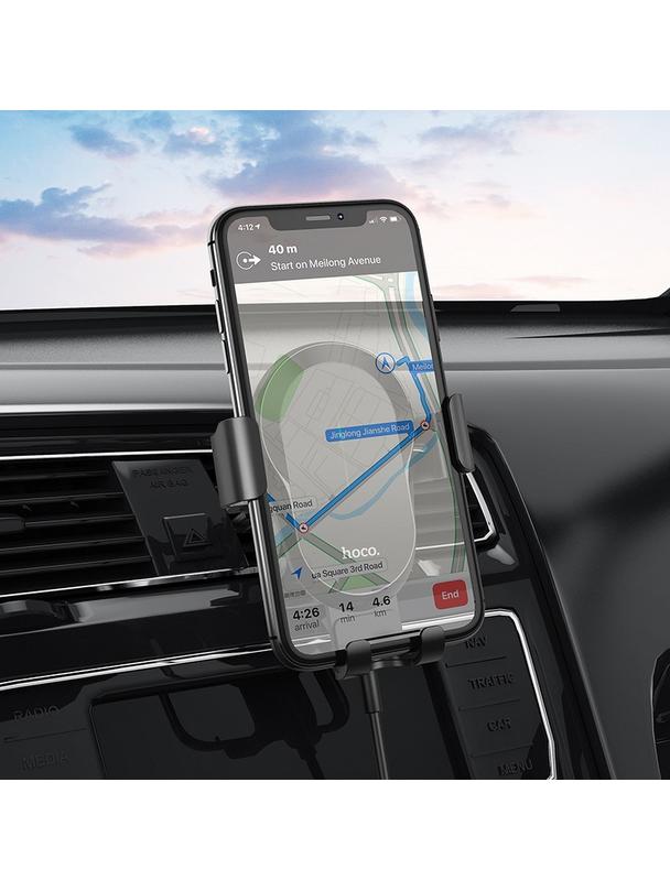Uchwyt na telefon do samochodu indukcyjny Hoco 15 W do kratki CA105 czarny