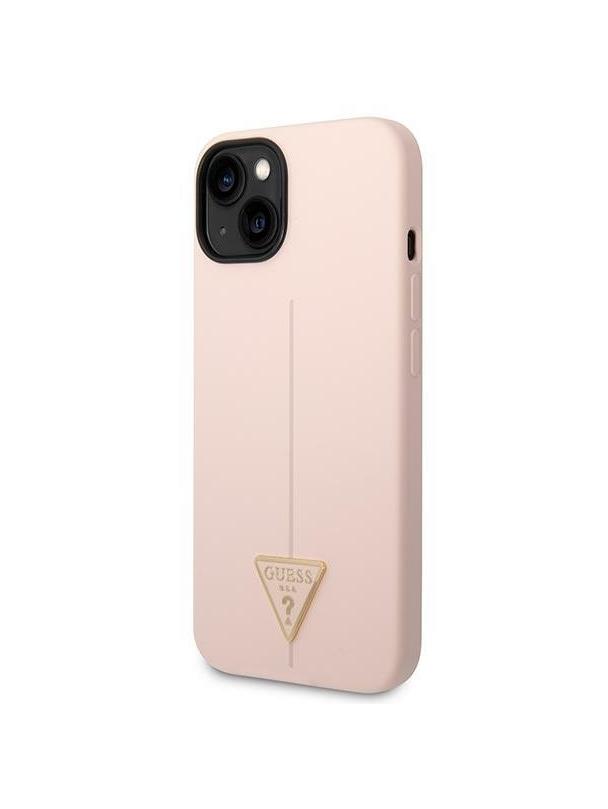 GUESS futerał do IPHONE 13 / 14 / 15 GUHCP14SSLTGP (Silicone Triangle) różowy