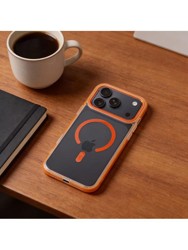 Futerał FRAME CLEAR HYBRID MAG COVER kompatybilny z MagSafe do IPHONE 17 pomarańczowy