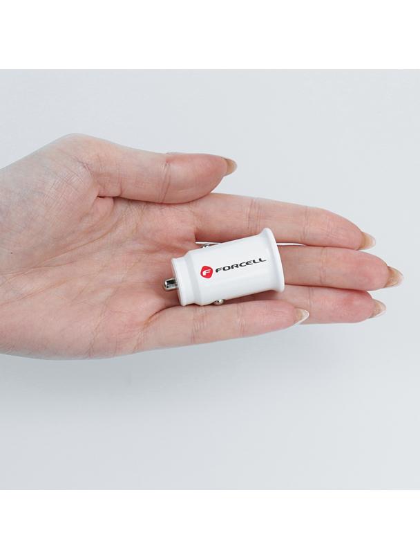 FORCELL ładowarka samochodowa Mini 2xUSB 3,1A biała CC-SJ02