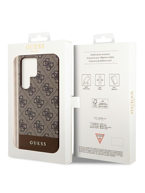 GUESS futerał do SAMSUNG S24 Ultra GUHCS24LG4GLBR (4G Bottom Stripe) brązowy
