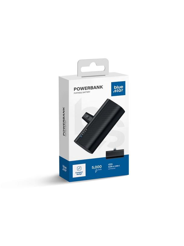 Powerbank Blue Star W0556 2,1A 5000 mAh z wbudowanym złączem USB C czarny
