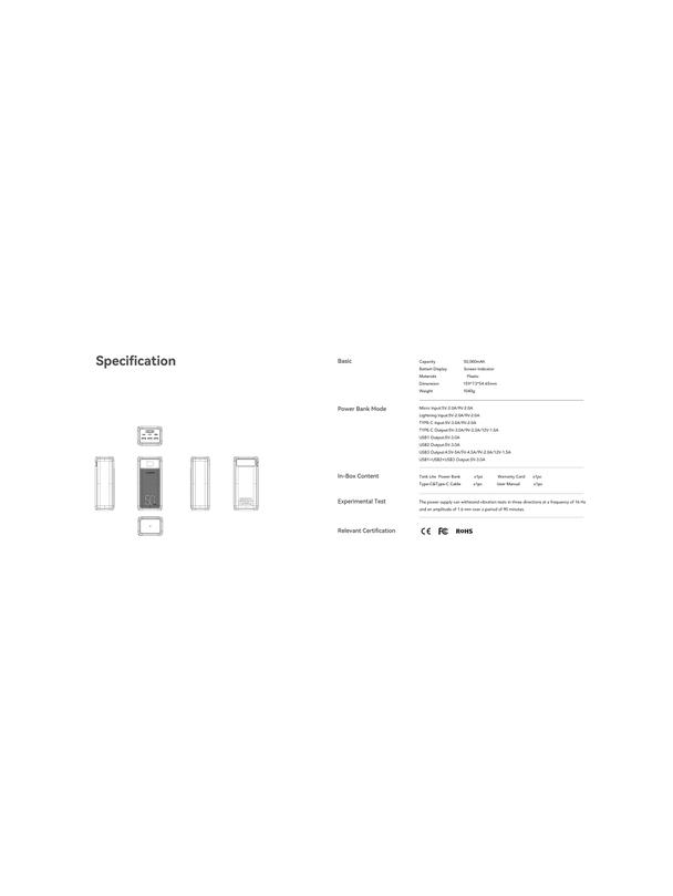 Powerbank Veger Tank Lite (W5001) PD QC3.0 5A 22,5W  50000 mAh czarny