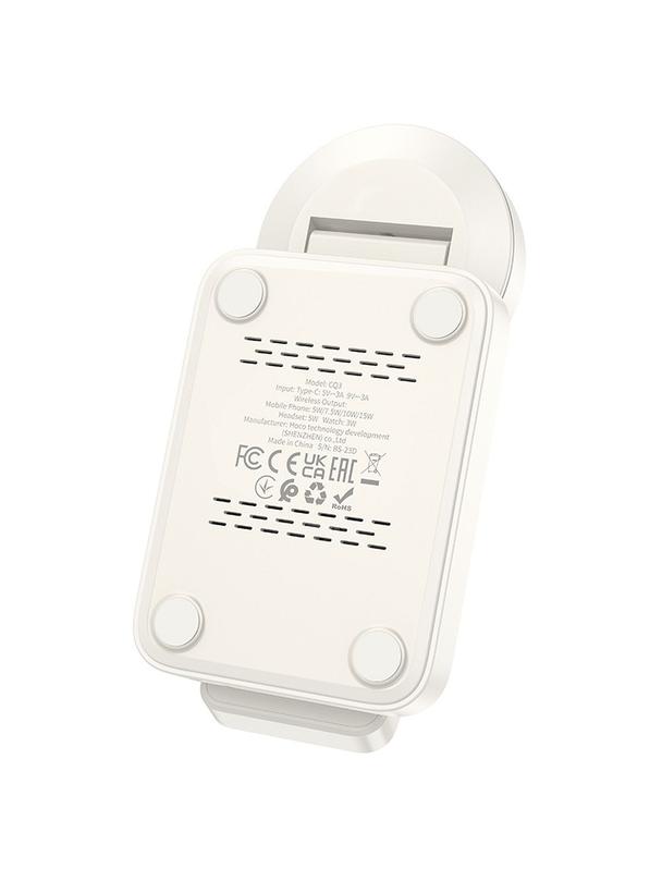 Ładowarka indukcyjna Hoco 3w1 15W zgodna z MagSafe CQ3 biała