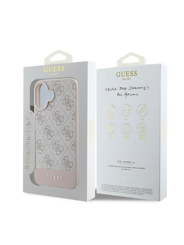 GUESS futerał do IPHONE 16 Plus GUHCP16MG4GLPI (4G PU Bottom Stripe) różowy