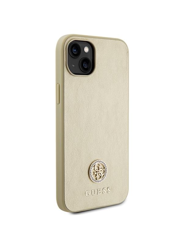 GUESS futerał do IPHONE 13 / 14 / 15 GUHCP15SPS4DGPD (Leather 4G Metal Logo Strass) złoty
