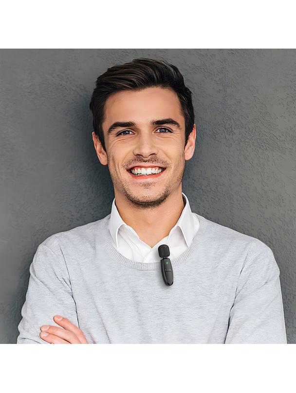 Mikrofon krawatowy bezprzewodowy Lightning / USB C Hoco 2 szt L15 czarny