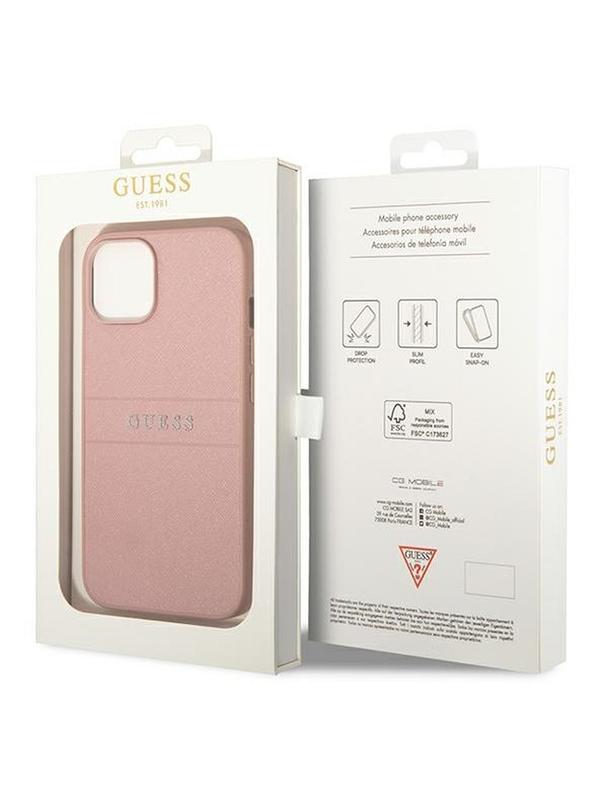 GUESS futerał do IPHONE 14 Plus GUHCP14MPSASBPI (Saffiano With Metal Logo) różowy