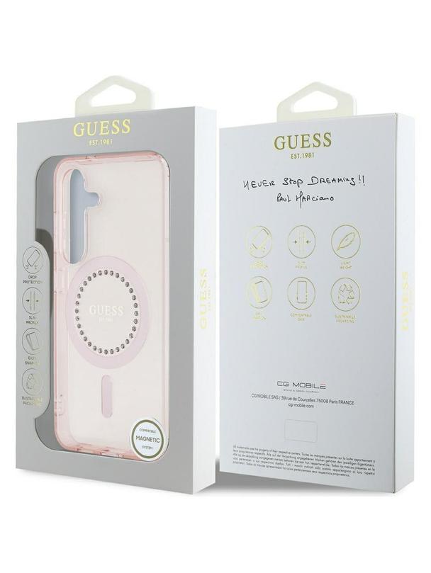 GUESS futerał do SAMSUNG S25 GUHMS25SPFTDTEP (Magnetic IML Rhinestones) różowy