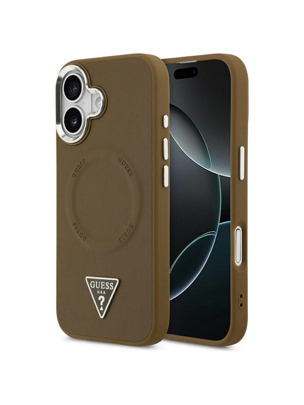 GUESS futerał do IPHONE 17 kompatybilny z MagSafe GUHMP17SPSDTSCMW (PU W/ Triangle Logo) brązowy