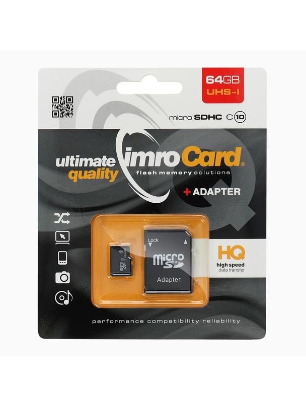 IMRO karta pamięci microSD 64GB 100MB/s class 10 UHS I z adapterem SD
