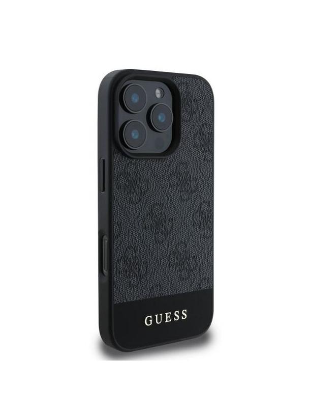 GUESS futerał do IPHONE 16 Pro GUHCP16LG4GLGR (PC/TPU 4G PU Bottom Stripe) szary