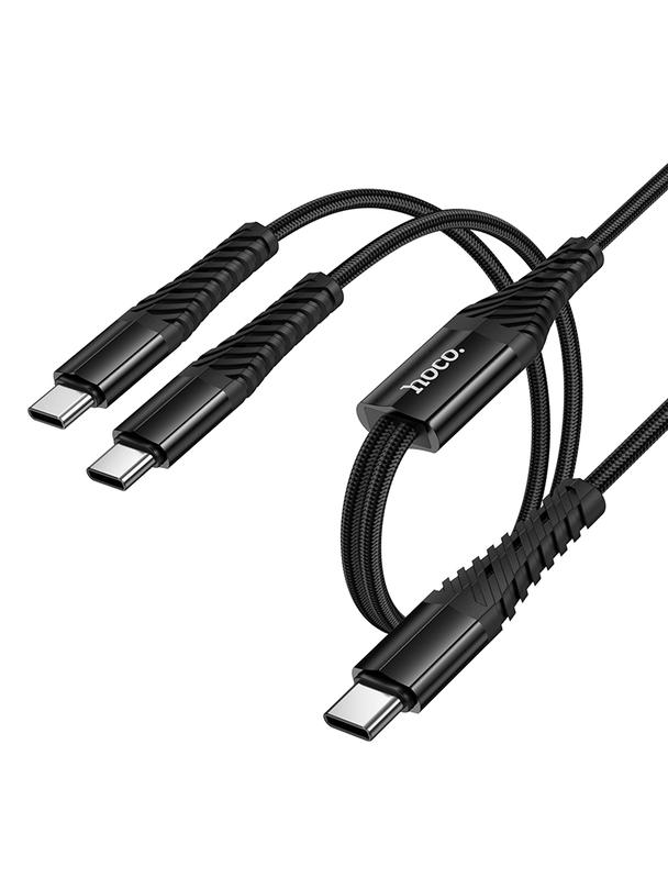 Kabel 2w1 USB C do USB C+C Hoco 1 m X123 czarny