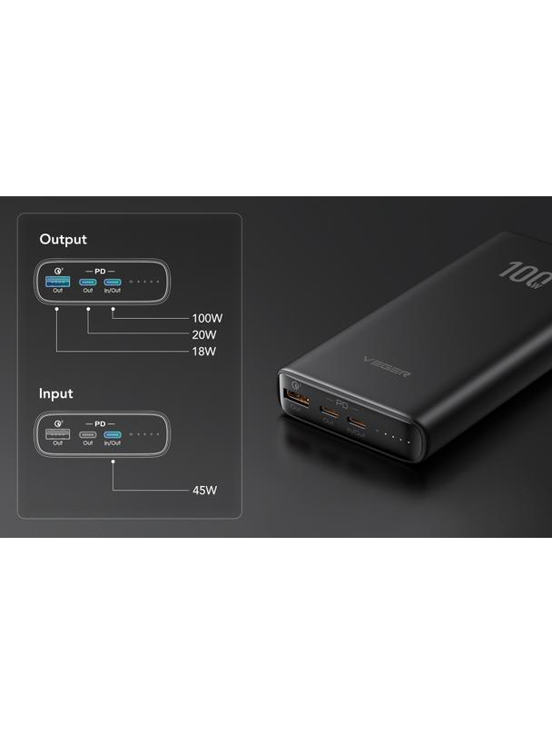 Powerbank Veger T100 (W2032C-100) PD QC3.0 5A 100W 20000 mAh czarny