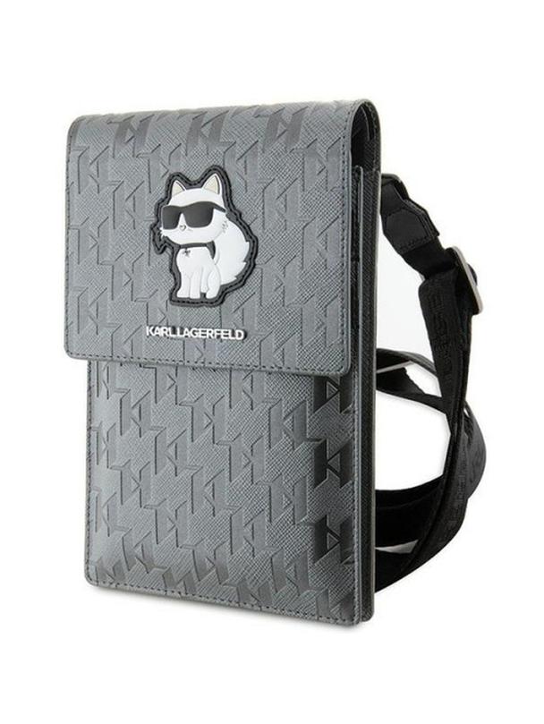 KARL LAGERFELD torebka uniwersalna na telefon KLWBSAKHPCG (Saffiano Mono Choupette) srebrny